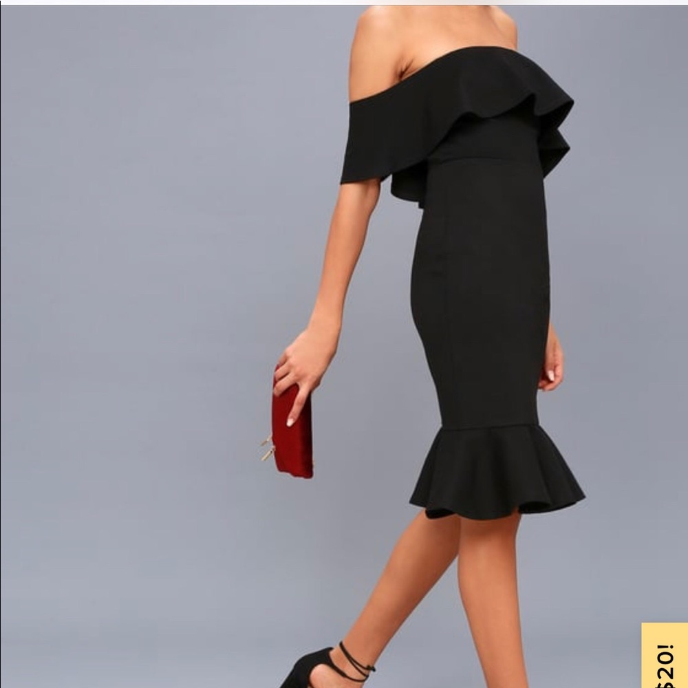 Lulu's Black Off-Shoulder Midi Dress